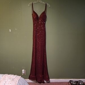 Amarra Sparkling Red Sequin Gown Prom Party Wedding Worn Once Size 00